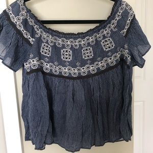 Navy blue off the shoulder top